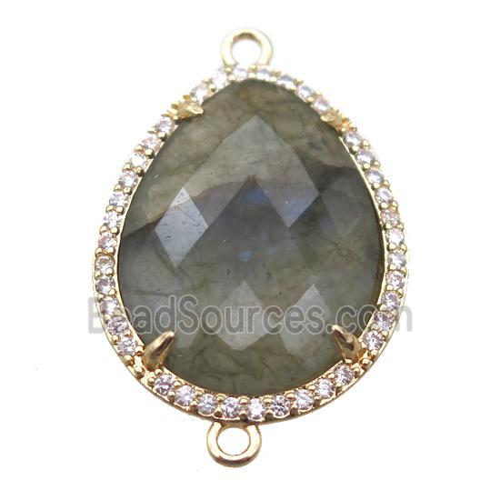 Labradorite teardrop connector, gold plated