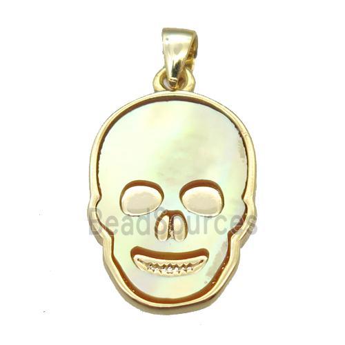 Abalone Shell skull pendant, gold plated