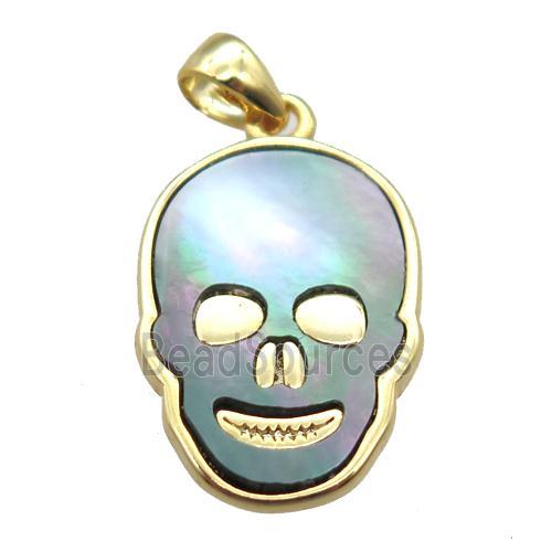 Abalone Shell Skull pendant, gold plated