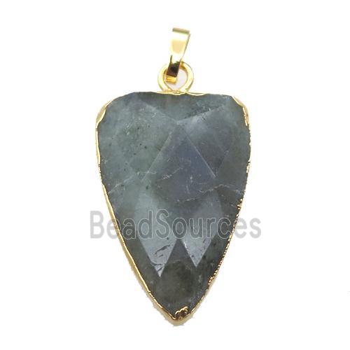 labradorite arrowhead pendant, gold plated