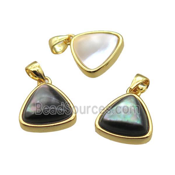 mixed shell triangle pendant, gold plated