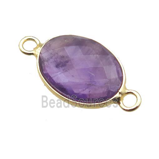 purple Amethyst connector, faceted oval