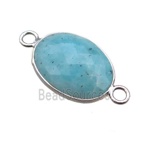 green Amazonite connector, faceted oval