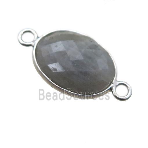 Labradorite connector, faceted oval