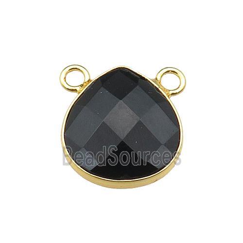 black Onyx Agate teardrop pendant with 2loops