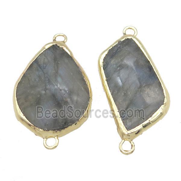 Labradorite connector, mix shape, gold plated