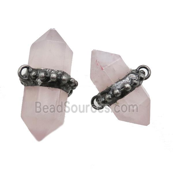 Rose Quartz bullet connector, black plated