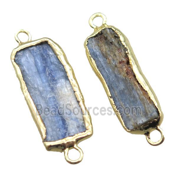 blue Kyanite rectangle connector, gold plated