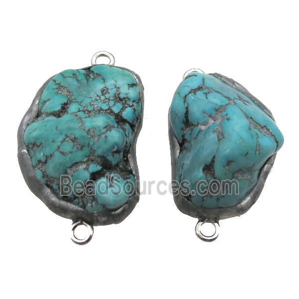 natural Hubei Turquoise connector, freeform, green