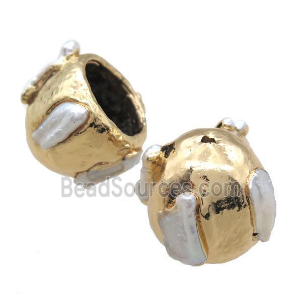 Baroque style Pearl bail for tassel, gold plated