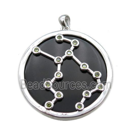 black Obsidian Virgo pendant, circle