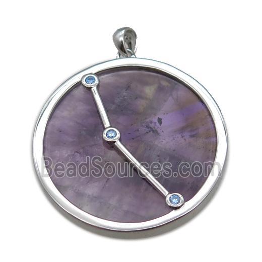 purple Amethyst Aries pendant, circle