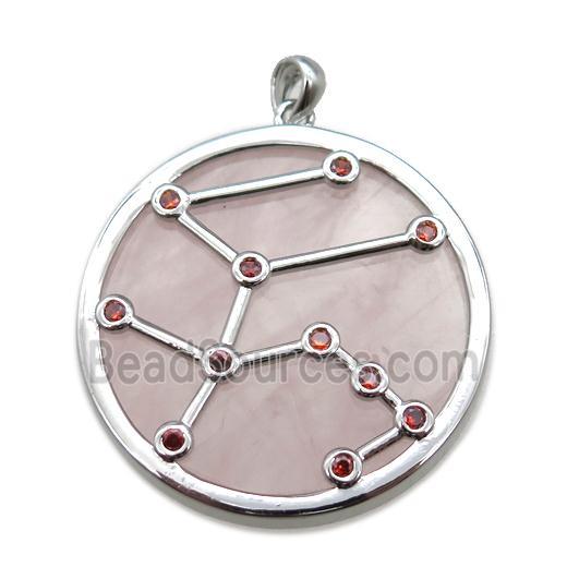 Rose Quartz Aquarius pendant,circle