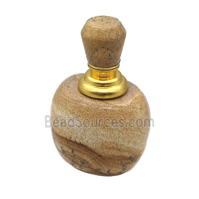 Picture Jasper perfume bottle charm without hole