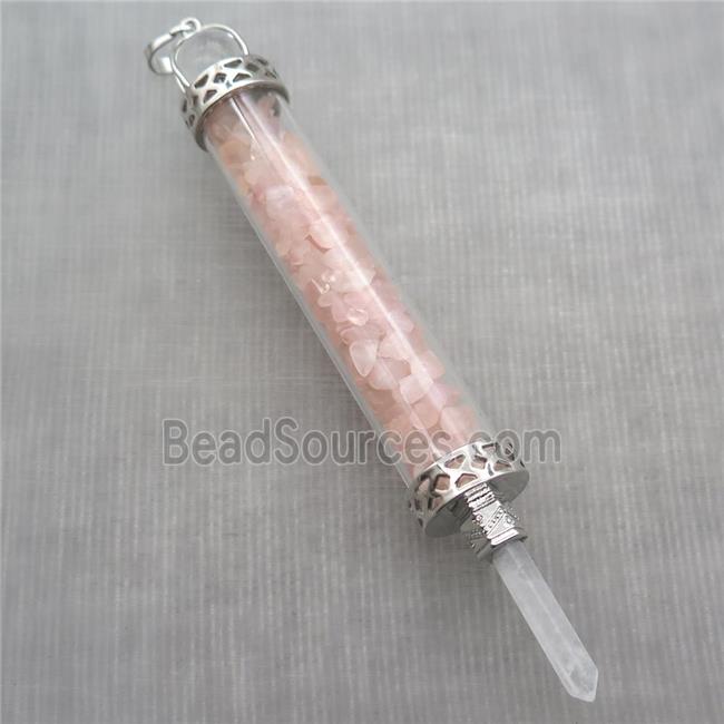 rose quartz chips pendant