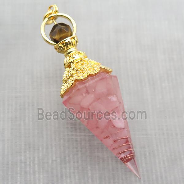 Rose Quartz chips pendulum pendant