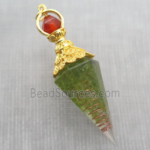 green Garnet chips pendulum pendant