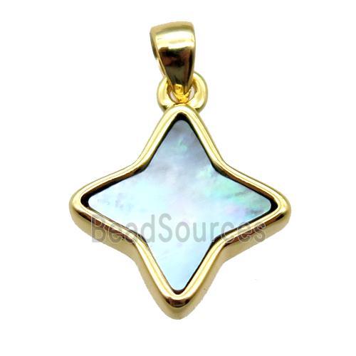 gray Abalone Shell star pendant, gold plated