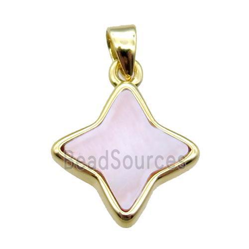 pink Queen Shell star pendant, gold plated