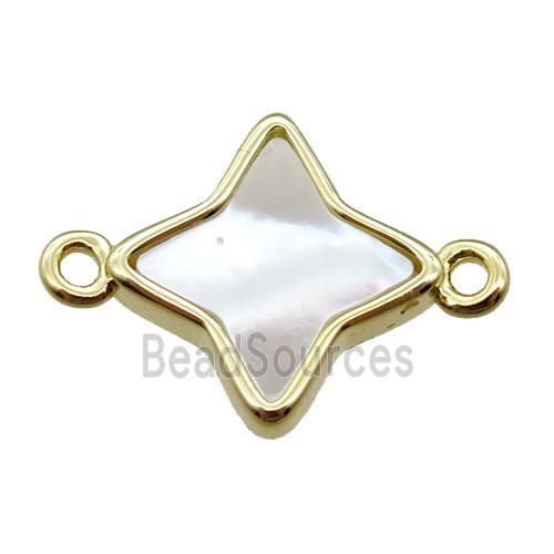 white Pearlized Shell star connector, gold plated