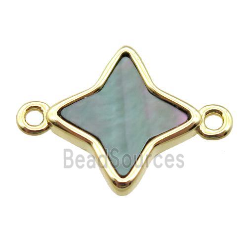 gray Abalone Shell star connector, gold plated