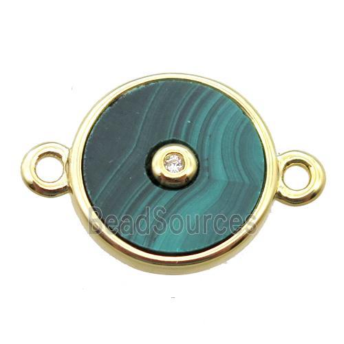 green Malachite circle connector, gold plated