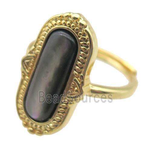 black Abalone Shell Rings, gold plated