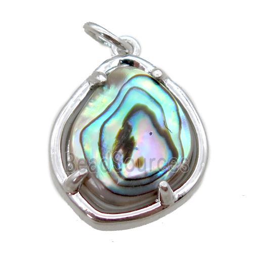 Abalone Shell pendant, platinum plated