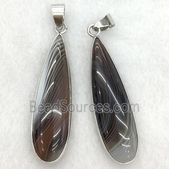 black striped agate teardrop pendant