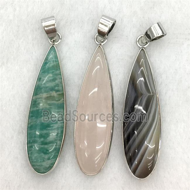 mixed gemstone teardrop pendant