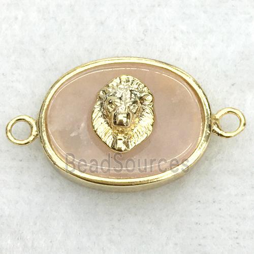 peach sunstone oval connector with lionhead