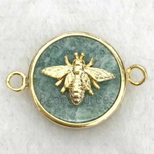 green Amazonite circle connector with honeybee