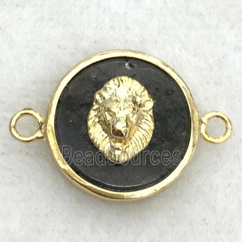 labradorite circle connector with lionhead