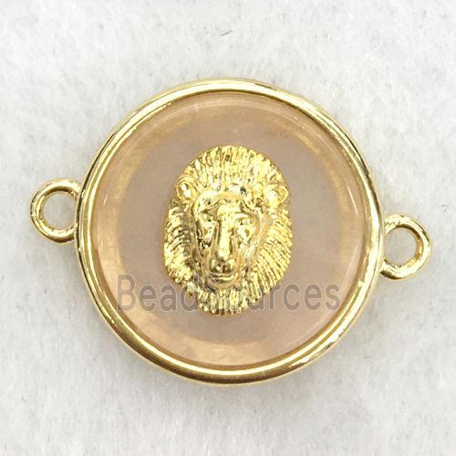 peach sunstone circle connector with lionhead