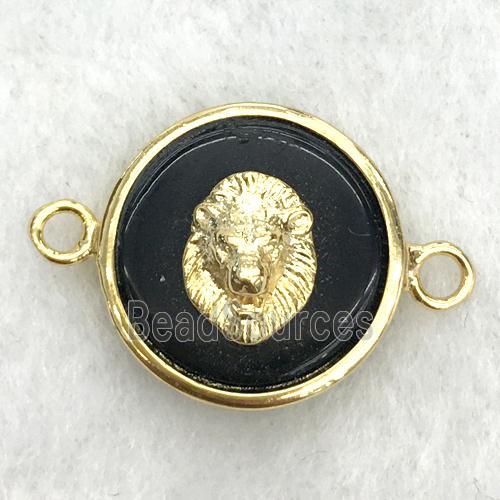 black onyx circle connector with lionhead