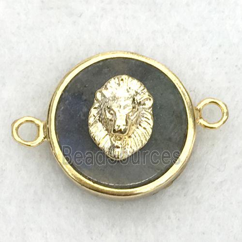 Labradorite circle connector with lionhead