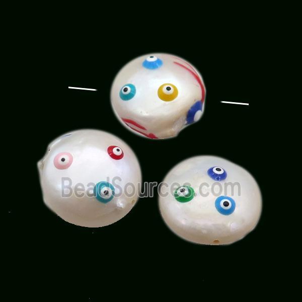 pearl beads with evil eye, mixed shaped