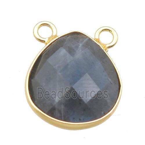 Labradorite teardrop pendant with 2loops, gold plated