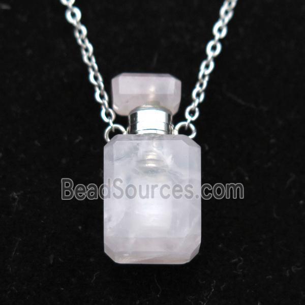 Rose Quartz perfume bottle Necklace