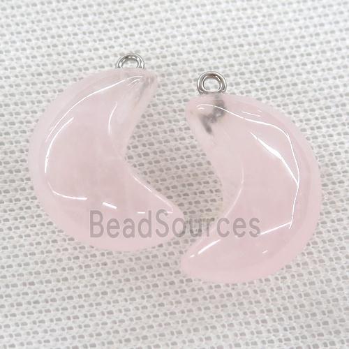 Rose Quartz pendant, Crescent moon