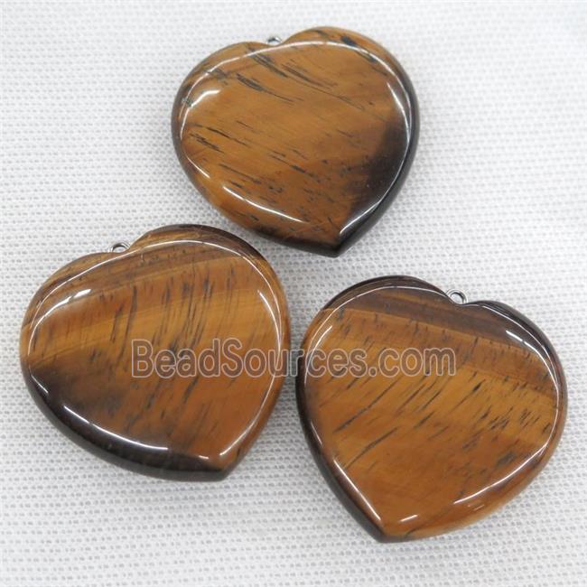 natural yellow Tiger eye stone heart pendant