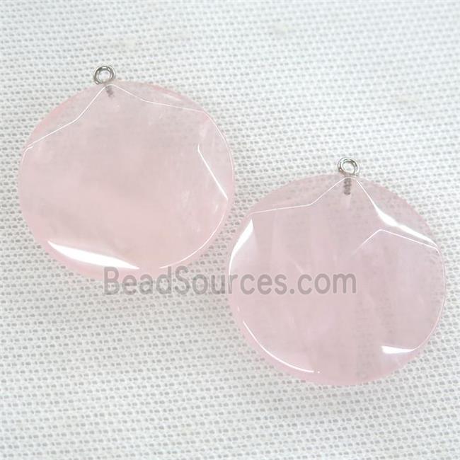 Rose Quartz circle pendant