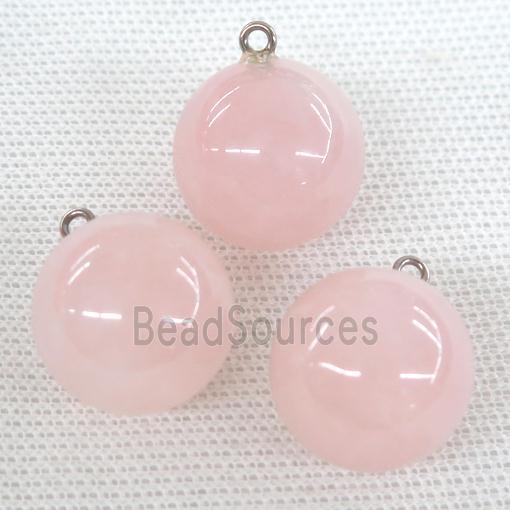 Rose Quartz pendant, round ball