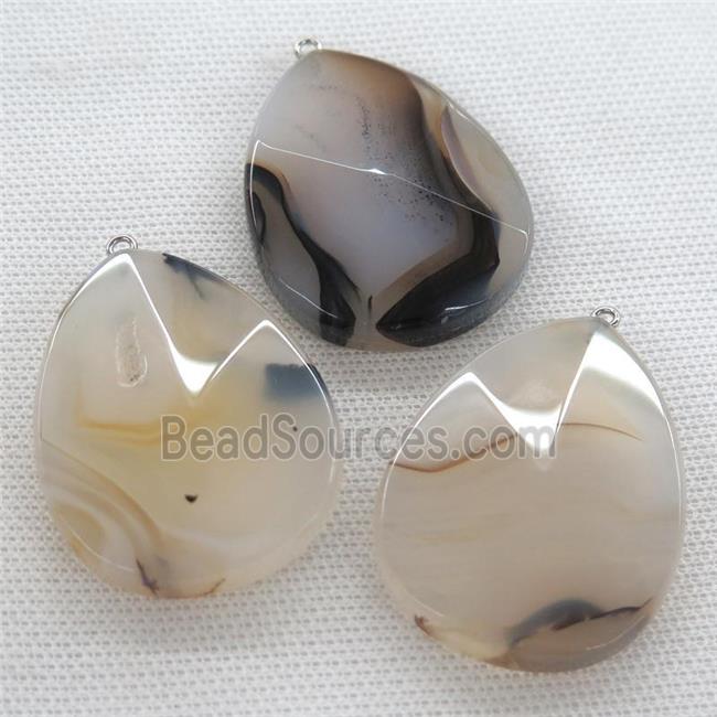 heihua Agate pendant, faceted teardrop