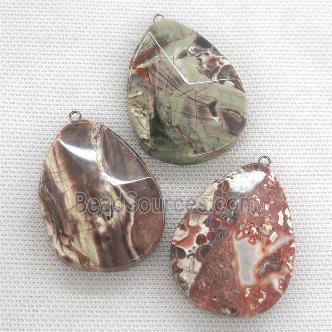 Ocean Jasper pendant, faceted teardrop