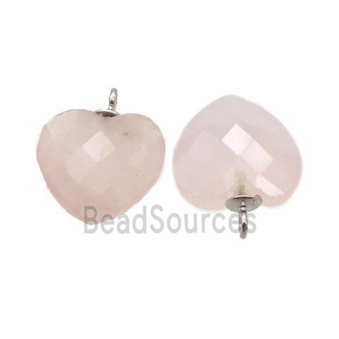 Rose Quartz pendant, faceted heart