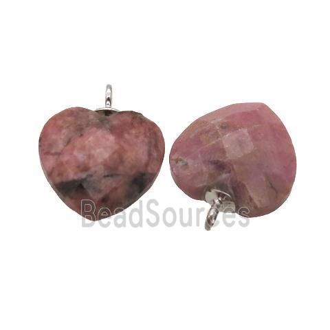 faceted Rhodonite heart pendant