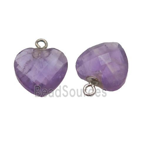 puprle Amethyst pendant, faceted heart