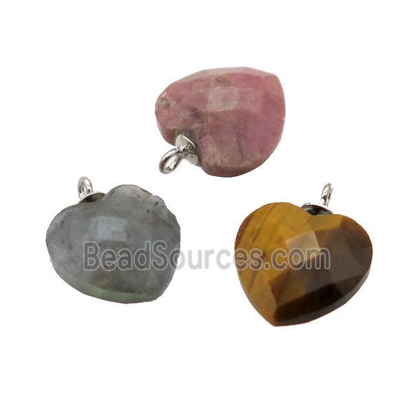 mixed Gemstone pendant, faceted heart