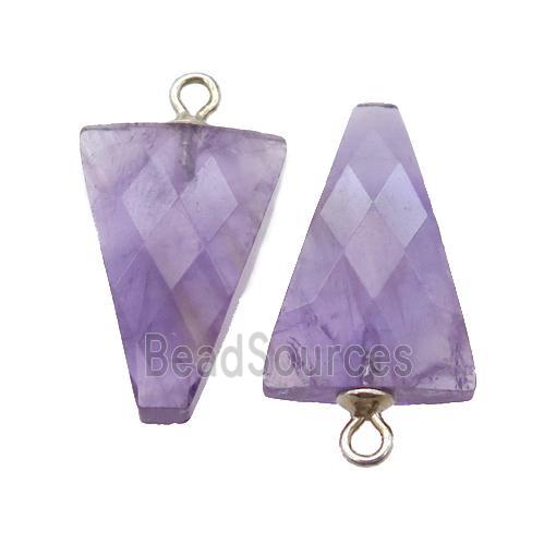 purple Amethyst pendant, faceted arrowhead